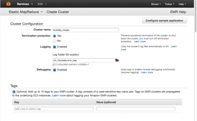 AWS Elastic MapReduce Management Console