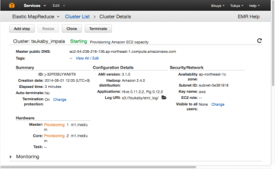 AWS Elastic MapReduce Management Console4