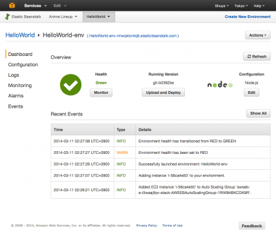 Elastic Beanstalk Management Console